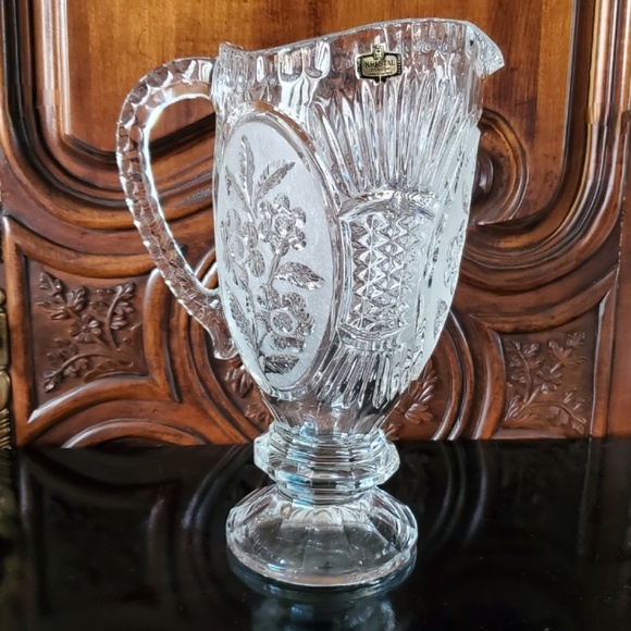 Vntg Lead Crystal 40oz Floral Pitcher by Kristal Zajecar made in Yugoslavia - Picture 14 of 16